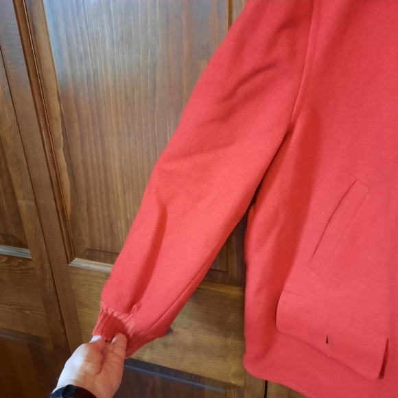 Vintage 1960s Soo wool red knit insulated full metal zipper hunting field coat - Picture 8 of 15